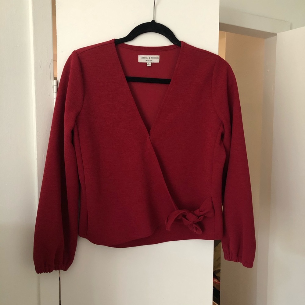 Texture & Thread Crepe Wrap Top